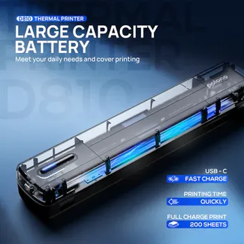 Tiskárna POLONO D810 přenosná termální tattoo tiskárna Bluetooth