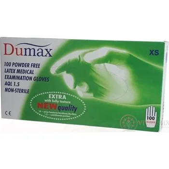 Pracovní rukavice Lalan DUMAX RUKAVICE latexové vyšetřovací nesterilní bez pudru, velikost XS; 100ks