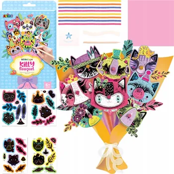 Obraz DIY Sada Kytice Koťátek pro Děti Kreslení Scratch Vydírání Vzorů