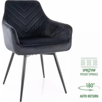 Křeslo Jídelní židle/křeslo SERVIO VELVET černé otočné 180°