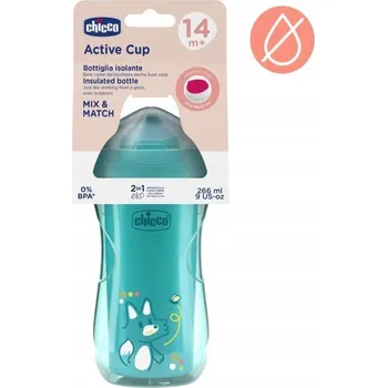 Kojenecká láhev CHICCO Hrneček Active s tvrdým náustkem teal, 14m+