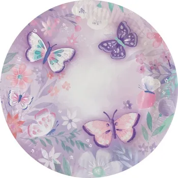 Jednorázové nádobí Papírové talířky Motýli 8ks 23cm