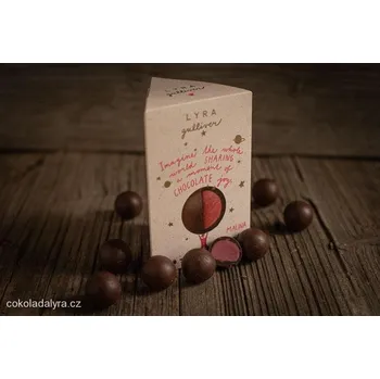 Čokoláda Čokoládovna Lyra GULLIVER MALINA - SLEVA EXPIRACE - hořké čokoládové pralinky s malinovou náplní
