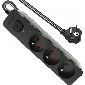 Napájecí kabel Defender Zásuvková lišta SFS 131 1,5 m černý 3 zásuvky s vypínačem