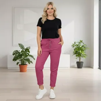 Dámské kalhoty Dámské pružné růžové kalhoty Mio Moda J1720