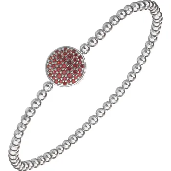 Náramek Stříbrný náramek s českým granátem, rhodiovaný - kruh