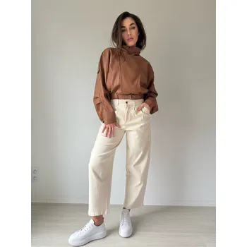 Dámské kalhoty Mishel Kalhoty 6010-2 krémová Velikost: L