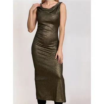 Dámské šaty Sinsay - Midi šaty s&nbsp;nabíráním - zlatá - 967EY-GLD - 967EY-GLD-XL