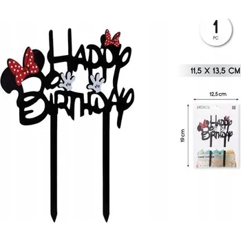 Party dekorace Zápich do dortu Happy Birthday Myška - Ozdoba na narozeninový dort
