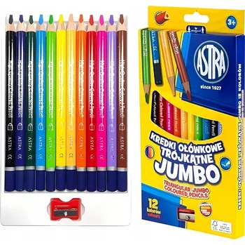 Pastelka Hrubé pastelky trojhranné jumbo 12 ks Astra + ořezávátko