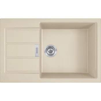 Varná deska Dřez Smart Tectonite je vyroben z odolného materiálu, který je odolný proti poškrábání a zároveň je žáruvzdorný až do 300 °C. Je dodáván s 3 1/2" sítkovým košem s přepadem, prostorově úsporným 6/4" P-odpadem s připojením na myčku a neobsahuje otvor pro ba