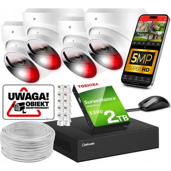 IP kamera Sada IP PoE monitoringu: 4 kamery 5MPx, 2TB HDD, audio, detekce, Dual Light