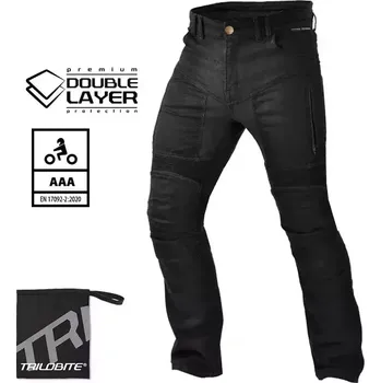 Sportovní oblečení Kalhoty na moto Trilobite Parado doublelayer AAA regular fit men jeans black level 2 (Prodloužené)