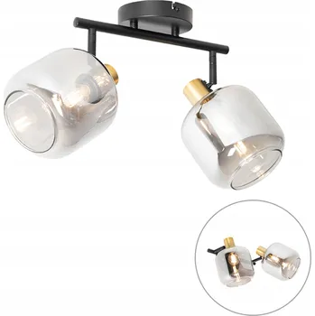 Stropní Svítidlo s reflektory černý se zlatou a kouřovým sklem, 2 světla -