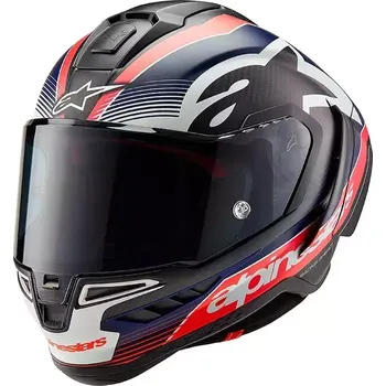 Helma na motorku Integrální helma 2024 Alpinestars Supertech R10 Team black/carbon red fluo/dark blue matt