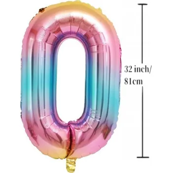 Balónek Fóliový balónek ČÍSLICE 0 Narozeniny Oslava Party Multikolor 81 cm (32 palců)