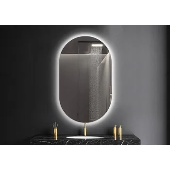 Zrcadlo Zrcadlo s LED podsvícením oválné broušené 52x94 cm bez rámu
