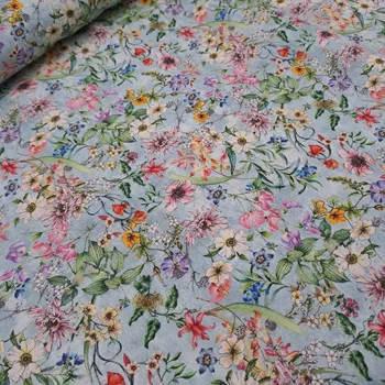 Pro útulný domov bavlněná látka KVĚTINY NA MENTOLOVÉ