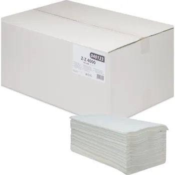 Utěrka ZZ ručníky, 1 VR., recykl, bílé 75% 4000ks _