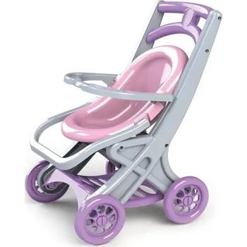 Kočárek pro panenku DOLONI Kočárek pro panenky 3 v 1 - růžový/šedý
