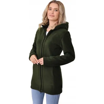 Dámská mikina TEPLÝ DÁMSKÁ FLEECOVÁ MIKINA DLOUHÝ - TMAVĚ OLIVOVÁ - 420g/m2 - PRODUKT POLSKÝ - L