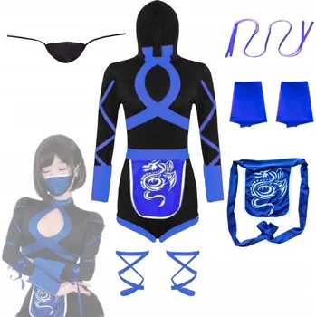 Karnevalový kostým KOSTÝM NINJA BOJOVNICE SAMURAJ HALLOWEEN PŘEVLEK 146 / 152 CM