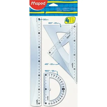 Startovací sada maxi - pravítko 30 cm, 2 trojúhelníky, úhloměr