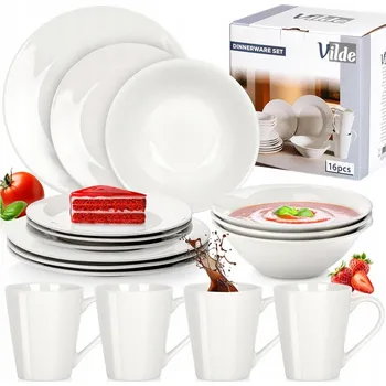 Talíř Jídelní SADA talířů 16 dílů - mělký, hluboký, dezertní