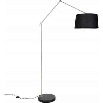 Stojací lampa Moderní stojací lampa ocelová se stínidlem z černého lnu 45 cm - Editor
