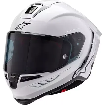 Helma na motorku Závodní helma 2024 Alpinestars Supertech R10 Solid white glossy/black matt