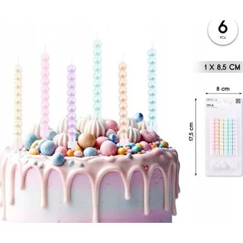 Dortová svíčka Pastelová narozeninová svíčka s korálky - dekorace na dort