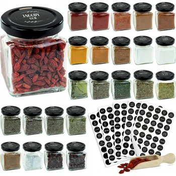 Sklenice SZKLANY SKLENIČKA NA KOŘENÍ 120 ml SADA 24 kusů + 200 nálepek + ČERPÁČEK