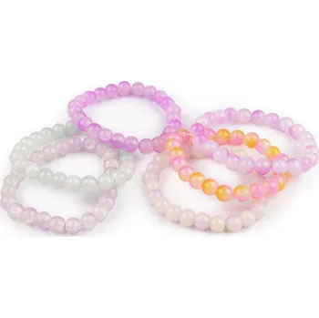 Náramek Náramek pružný ze skleněných korálků - 8 růžová