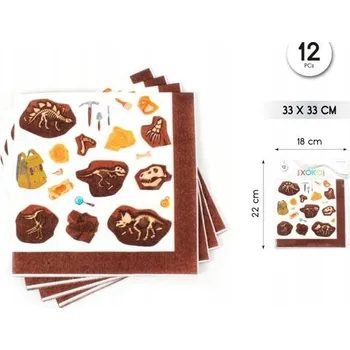 Papírový ubrousek PAPÍROVÉ UBROUSKY ubrousky s motivem vykopávek dinosaurů, narozeninová dekorace 12 Ks , PG