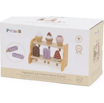 Dřevěná hračka VIGA dřevěný zmrzlinový stánek – sada 6 zmrzlin