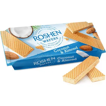 Roshen wafers Coconut & Almond (Mega Pack) 216g (Kartonové balení : 16 ks)
