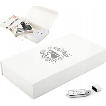 USB flash disk USB flash disk Derentis Kožený USB flash disk s krabičkou na fotografie a gravírováním 256 GB USB 2.0 bílý