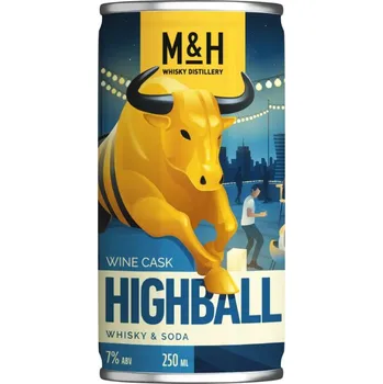 Míchaný nápoj M&H Wine Cask Highball Whisky & Soda RTD 0,25l 7%