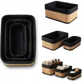 Úložný box Sada bambusových košů černá