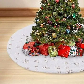 Vánoční dekorace Kobereček pod vánoční stromek Kulatý plyšový Sukně na vánoční stromek 90cm Bílý