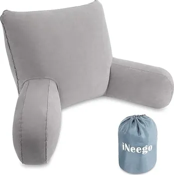 Cestovní polštářek iNeego nafukovací polštář na čtení s oporou zad, šedý Nové
