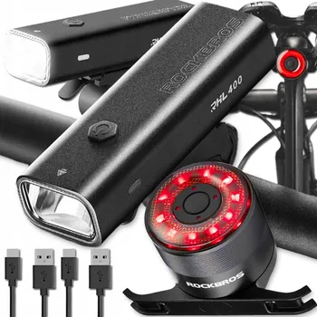 Cyklosvítilna SADA SVĚTEL NA KOLO PŘEDNÍ A ZADNÍ USB DOBÍJECÍ