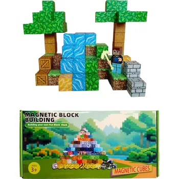 Díl pro stavebnice Toybit Magnetická stavebnice Minecraft Stromy a vodopád s postavičkou 101 ks