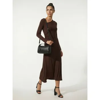 Dámské šaty Sinsay - Maxi šaty s asymetrickým výstřihem - tmavě hnědá - 090IU-89X - 090IU-89X-L