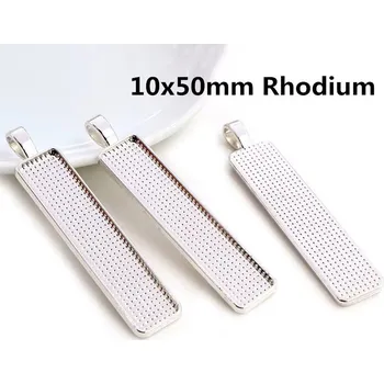 Přívěsek Lůžko na pryskyřici OBD1050 Přívěšek Rhodium 5ks 10x50mm