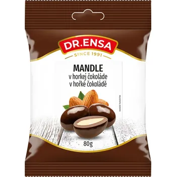 Dr.Ensa Mandle v hořké čokoládě 80g (Kartonové balení : 15 ks)