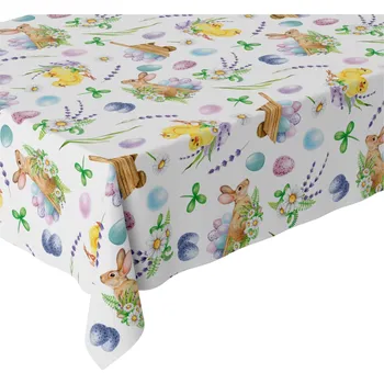 ubrus VÁNOČNÍ UBRUS ODOLNÝ PROTI SKVRNÁM 120x160 CM NA VELIKONOČNÍ STŮL ZAJÍC VZOR 214