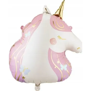 Balónek Fóliový balónek Jednorožec krémově-růžový se zlatými detaily