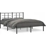 Kovový rám postele s čelem, černý, 160x200 cm Lumarko!