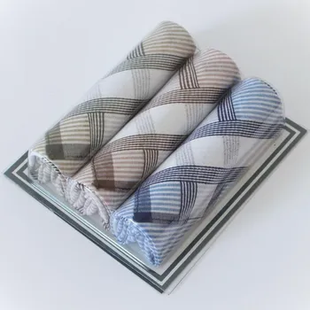 ETEX Pánské látkové kapesníky VLNKY světlé 8 - 3 kusy